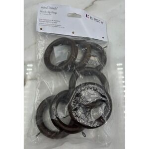 Kirsch Wood Trends 1 3/8" Wood Clip Rings Coffee Finish 7 Pack 5602EG841